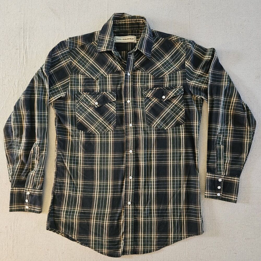 Vintage Bit & Bridle Western Pearl Snap Shirt – Plaid – Long Sleeve